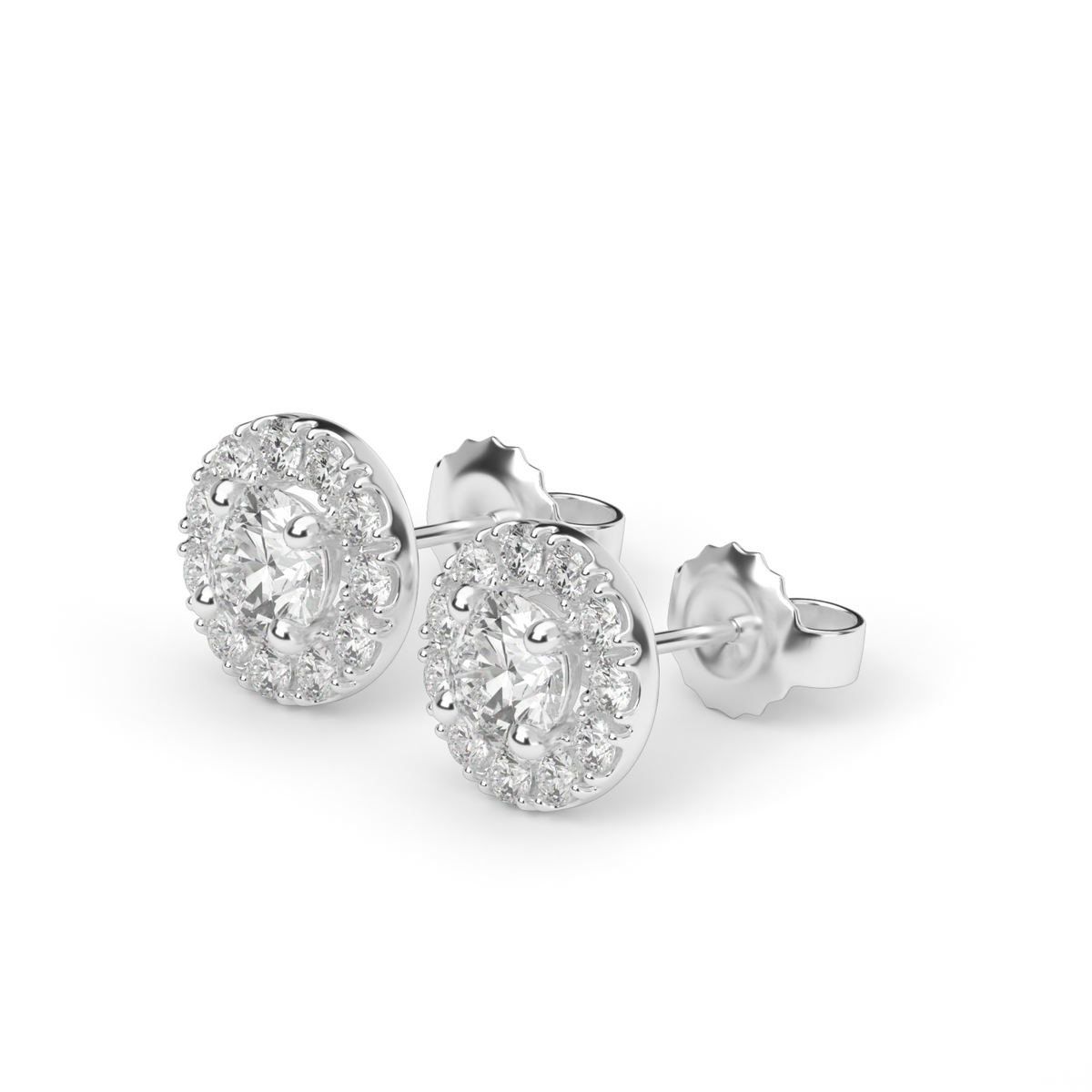 Halo Diamond Stud Earrings — 14K White Gold / Lab Diamond (image)