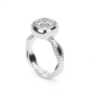 White Gold Cushion Cut Diamond Engagement Ring With Bezel Setting