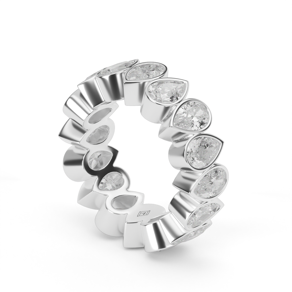 4.5 Ct Pear-Shaped Bezel Set Alternating Diamond Eternity Ring — 14K White Gold / Lab Diamond (image)