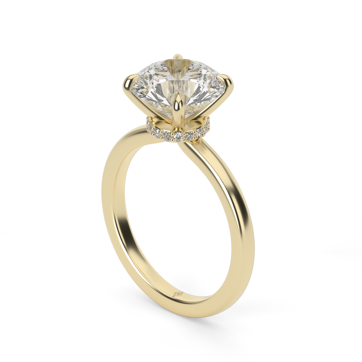 Hidden Halo Engagement Ring — 14K Yellow Gold / Round / Lab Diamond (image)