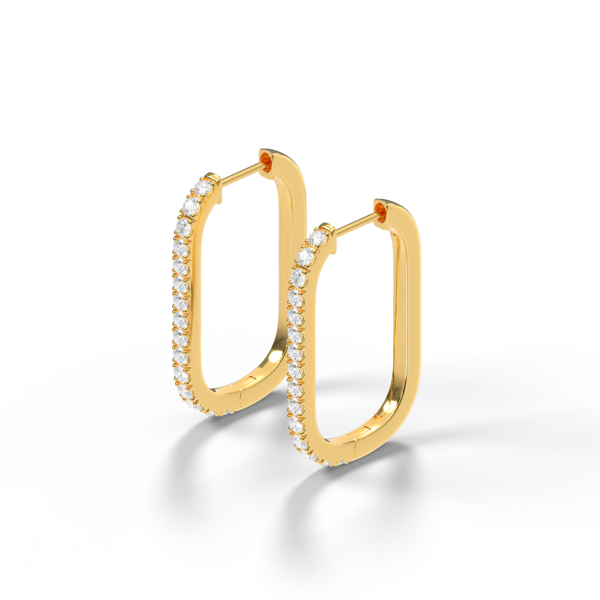 Diamond Small Rectangle Hoop Earrings – Adamand