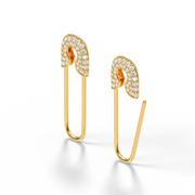 Yellow Gold Round Shape DIamond Hoop Earrings With Prong Setting