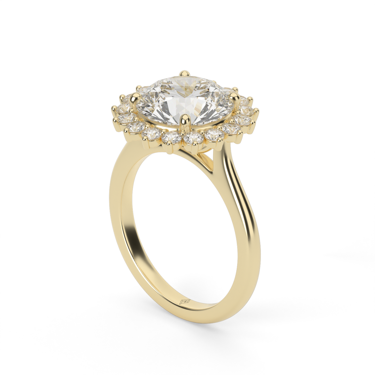 Flower Engagement Ring — 14K Yellow Gold / Round / Lab Diamond (image)