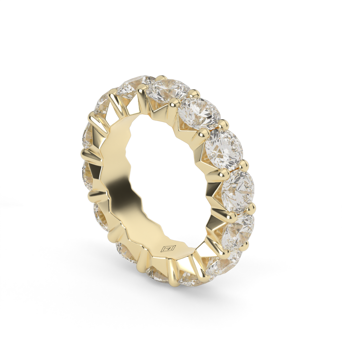 5 Ct Shared Prong Round Diamond Eternity Ring — 14K Yellow Gold / Lab Diamond (image)