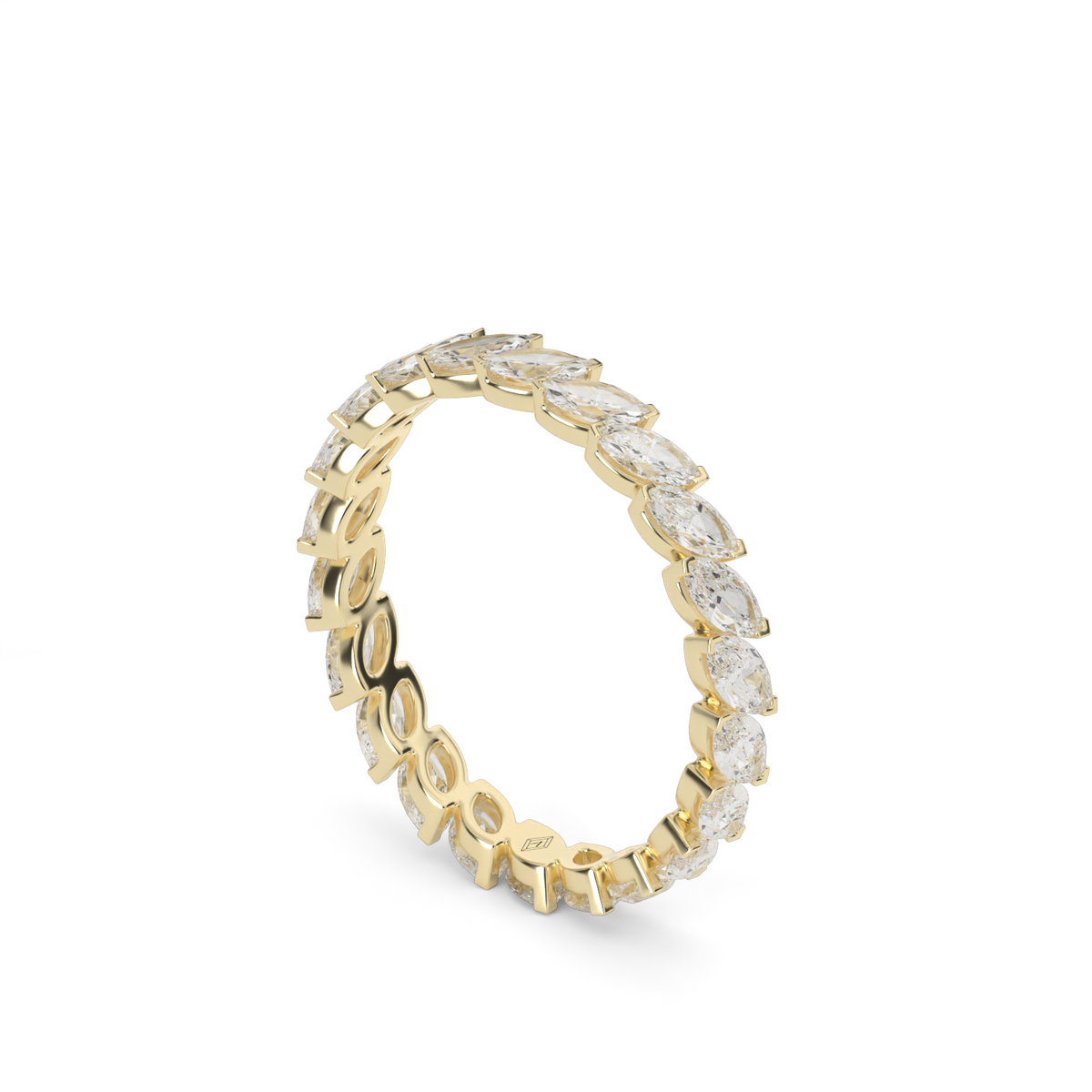Elegant Marquise Cut Diamond Eternity Ring — 14K Yellow Gold / Lab Diamond (image)