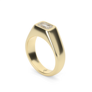 Yellow Gold Emerald Cut Diamond Men's Ring/Band With Bezel Setting