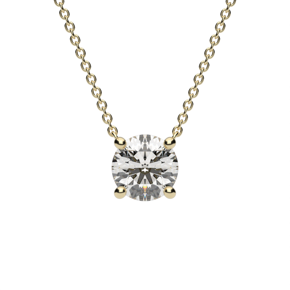 Four Prong Basket Solitaire Diamond Pendant — 14K Yellow Gold / Lab Diamond (image)
