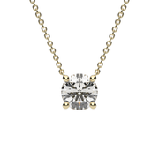 Yellow Gold Round Shape Diamond Solitaire Pendant With Prong Setting