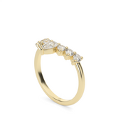 Yellow Gold Pear And Round Diamond Stackable Ring/Band With Sher Prong Setting