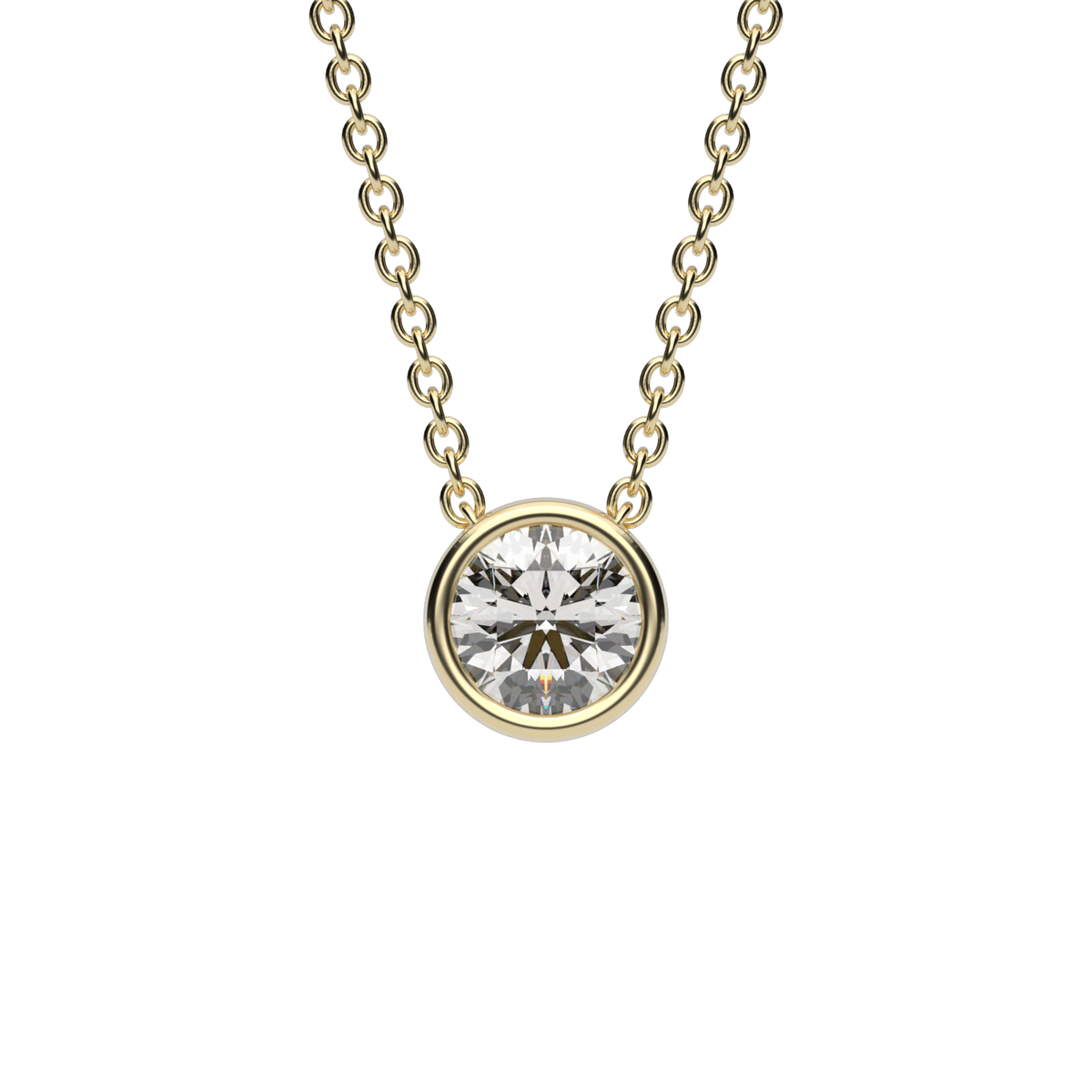 Sleek Solitaire Bezel Pendant — 14K Yellow Gold / Lab Diamond (image)