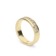 Yellow Gold Round Shape Diamond Men's Ring/Band With Channel Setting.