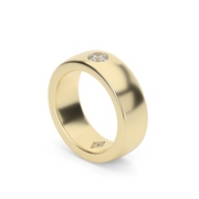 Yellow Gold Round Shape Diamond Classic Men's Ring/Band With Bezel Setting