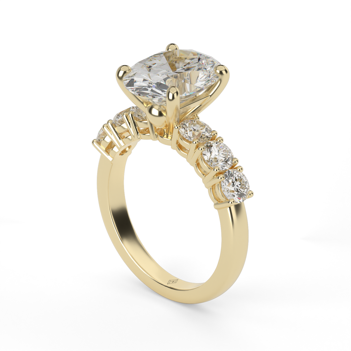 Prong Set Diamond Engagement Ring — 14K Yellow Gold / Oval / Lab Diamond (image)