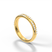 Yellow Gld Round Shape Diamond Pave Eternity Ring/Band With Share Prong Setting 
