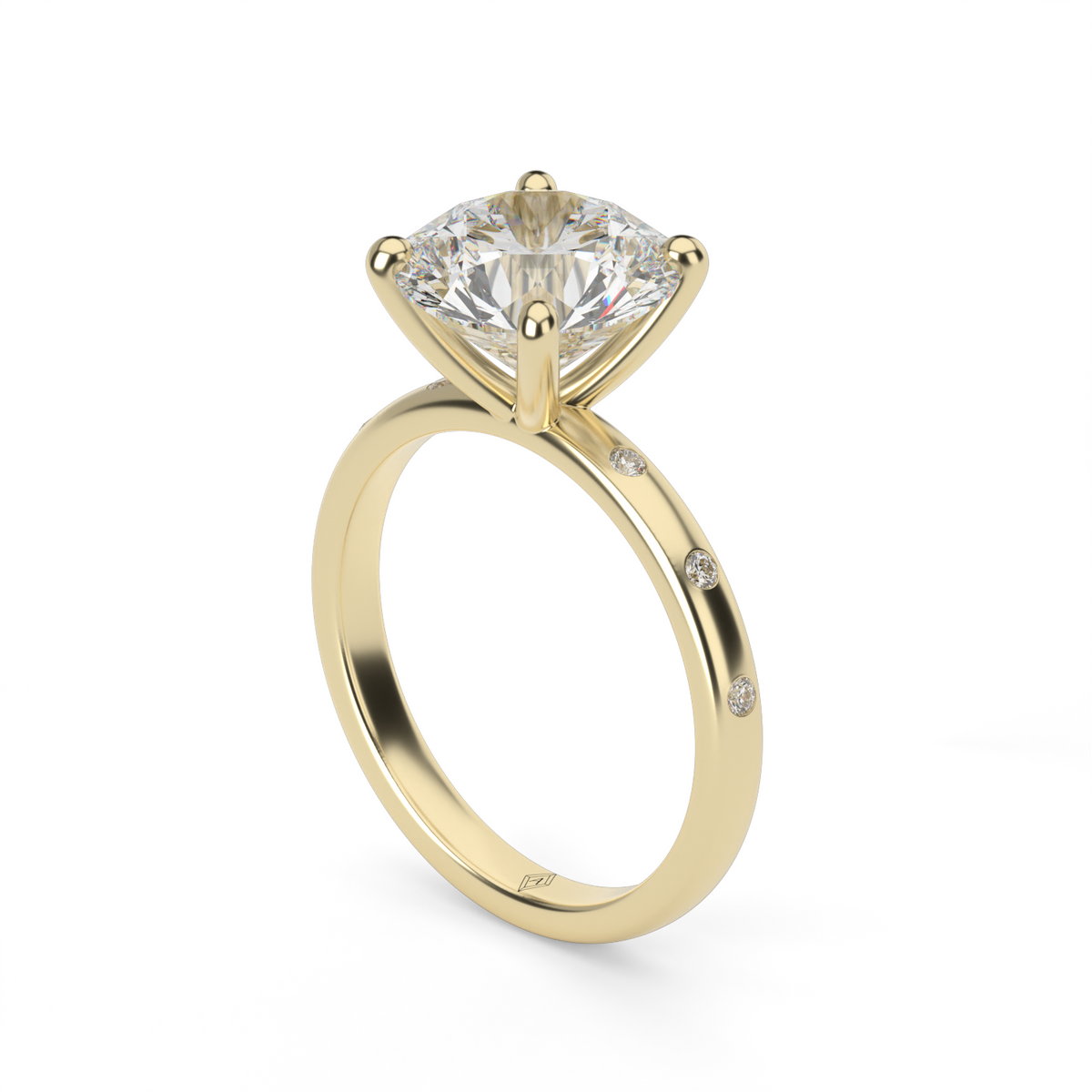 Modern Burnish-set Diamond Engagement Ring — 14K Yellow Gold / Round / Lab Diamond (image)