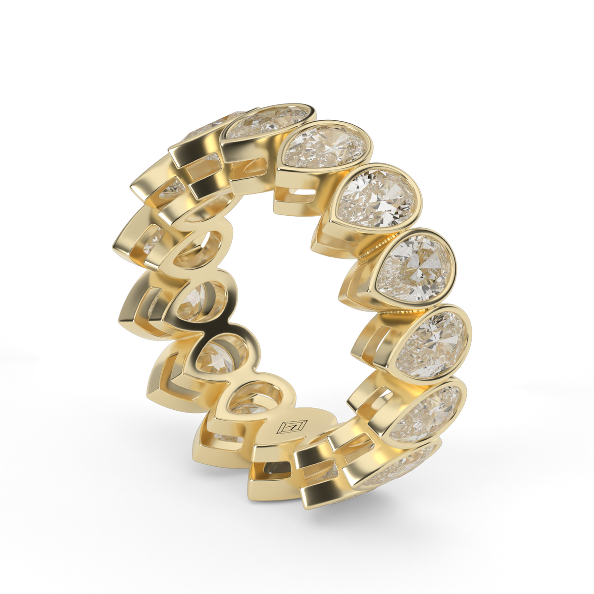 Pear Shape Bezel Eternity Ring — 14K Yellow Gold / 6 / Lab Diamond (image)