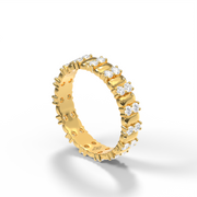 Yellow Gold Round DIamond Eternity Ring/Band With Share Prong Setting