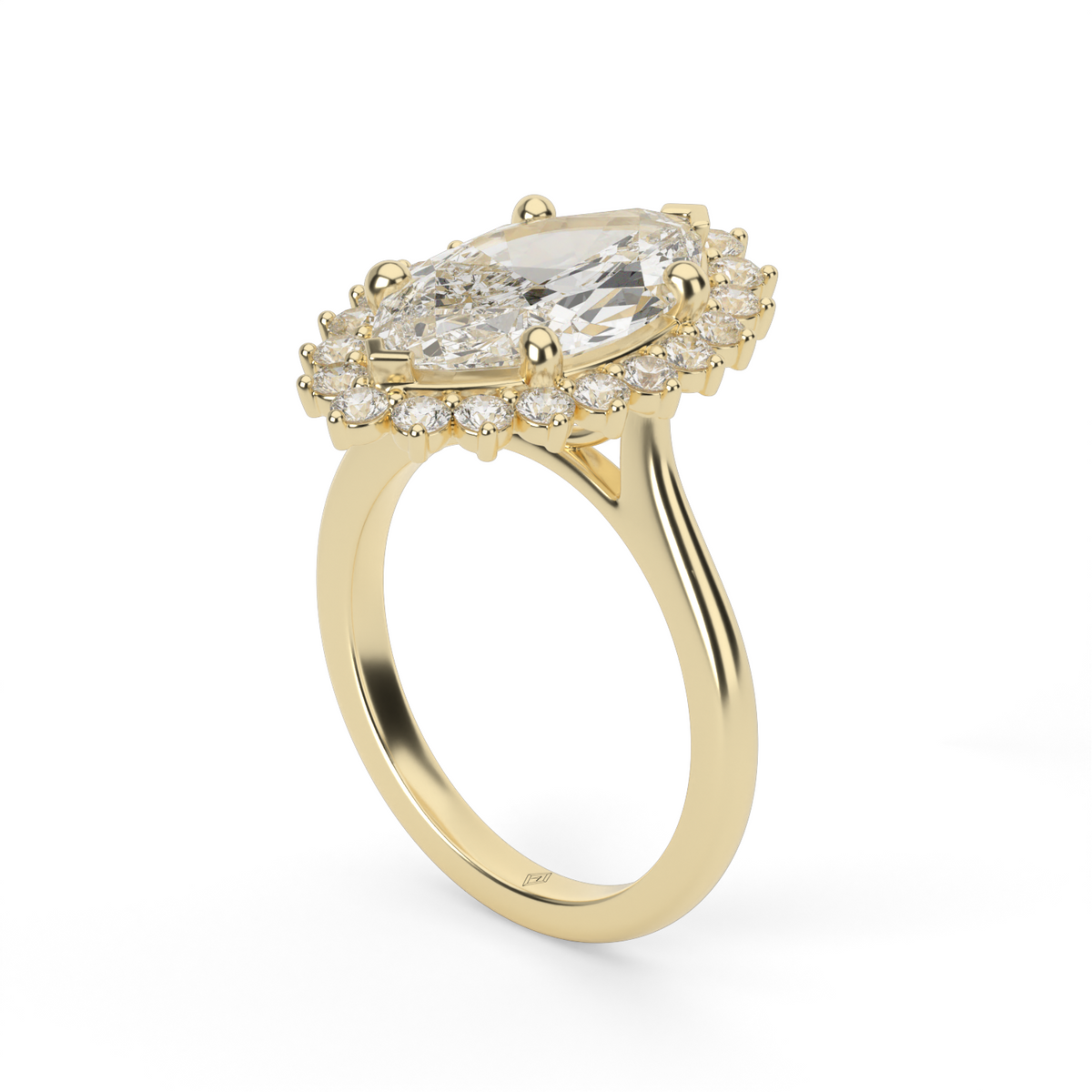 Flower Engagement Ring — 14K Yellow Gold / Marquise / Lab Diamond (image)
