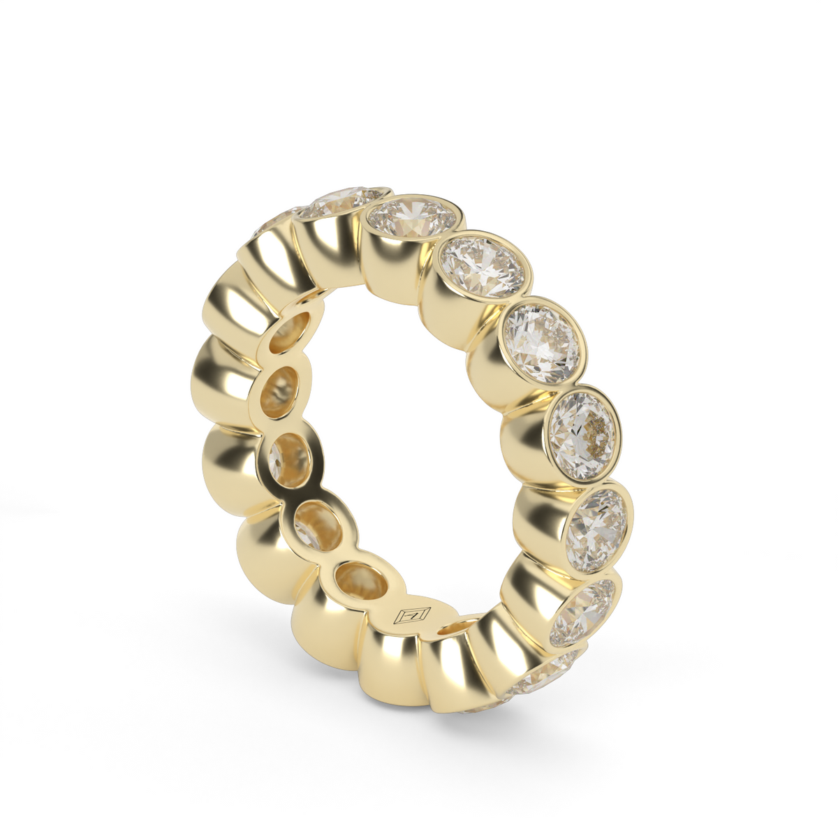 Round Bezel Diamond Eternity Ring — 14K Yellow Gold / 4 / Lab Diamond (image)