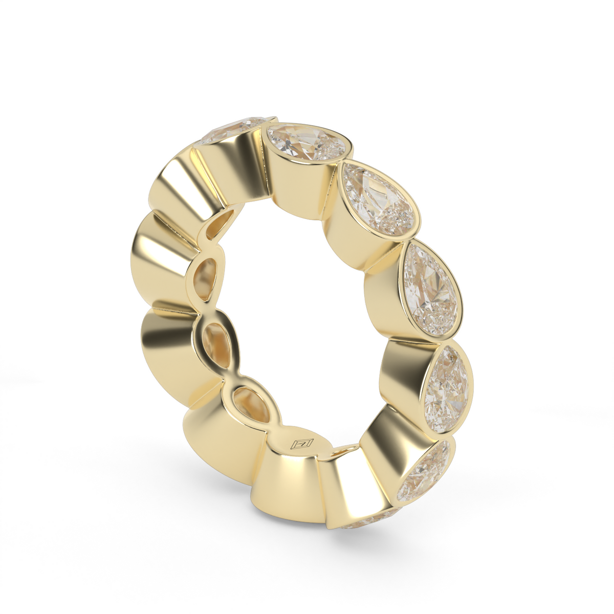 East-West Bezel Pear Eternity Ring — 14K Yellow Gold / 4 / Lab Diamond (image)
