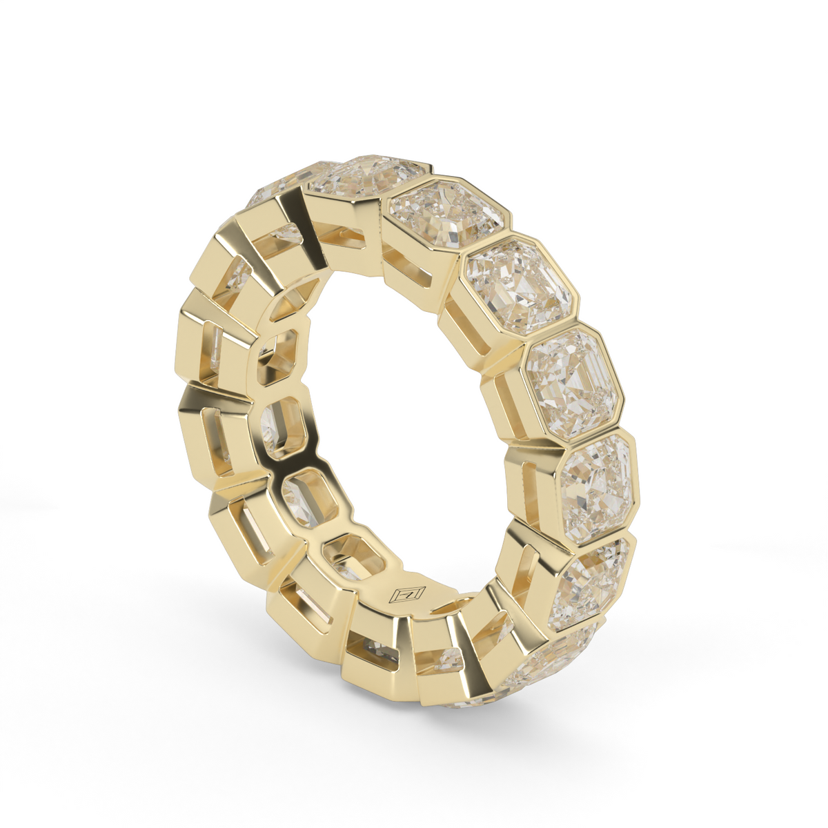 Asscher Cut Bezel Eternity Ring — 14K Yellow Gold / 6 / Lab Diamond (image)