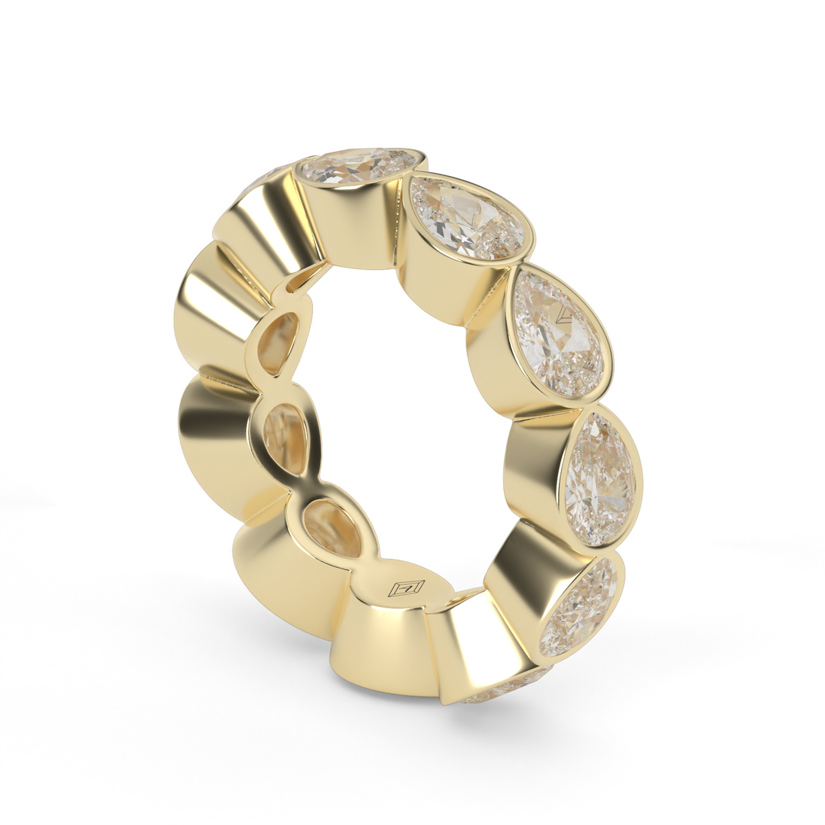 East-West Bezel Pear Eternity Ring — 14K Yellow Gold / 5 / Lab Diamond (image)