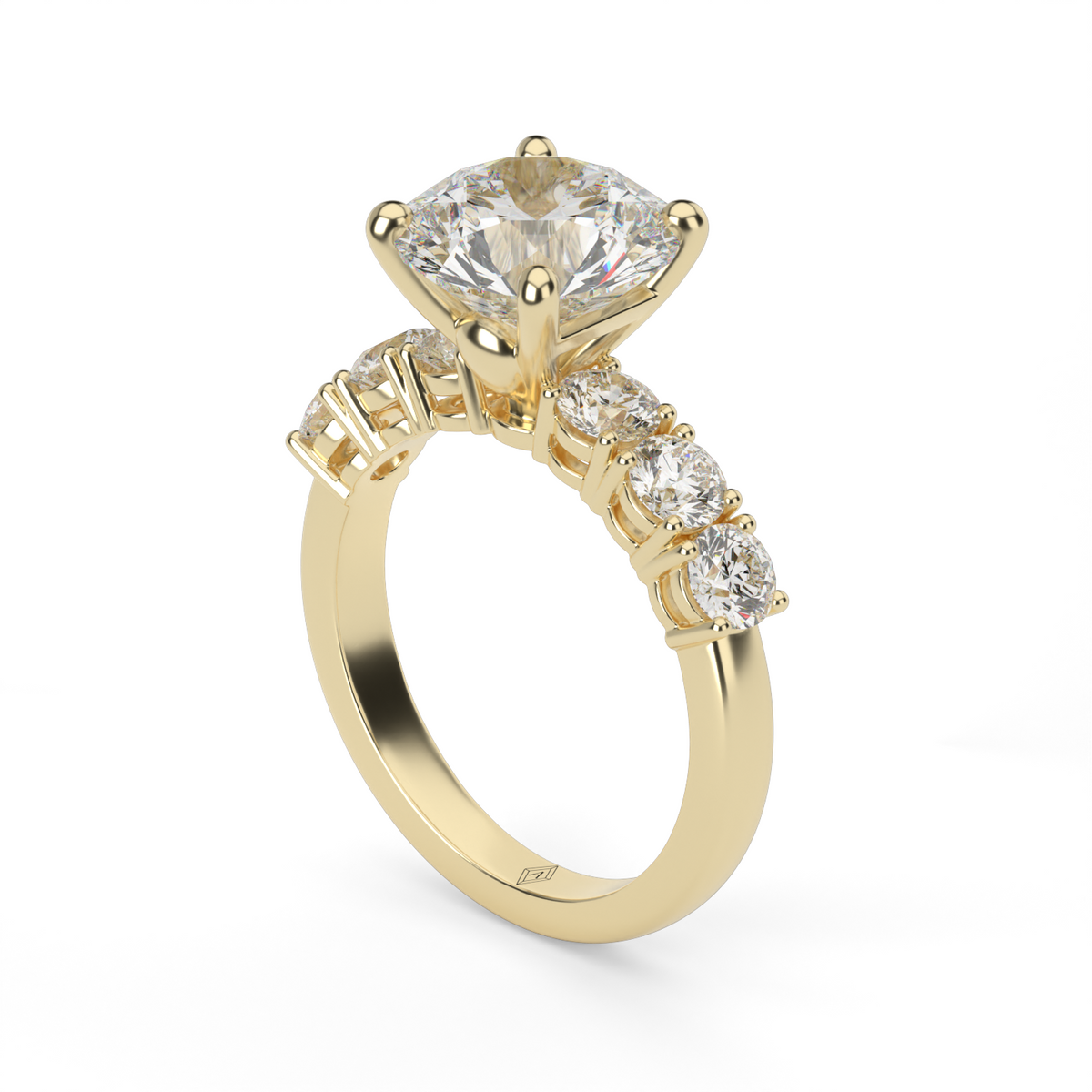 Prong Set Diamond Engagement Ring — 14K Yellow Gold / Round / Lab Diamond (image)