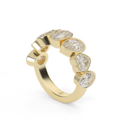 3.5 Carat Yellow Gold Mixed Shape Diamond  Anniversary Ring/Band With Bezel Setting  