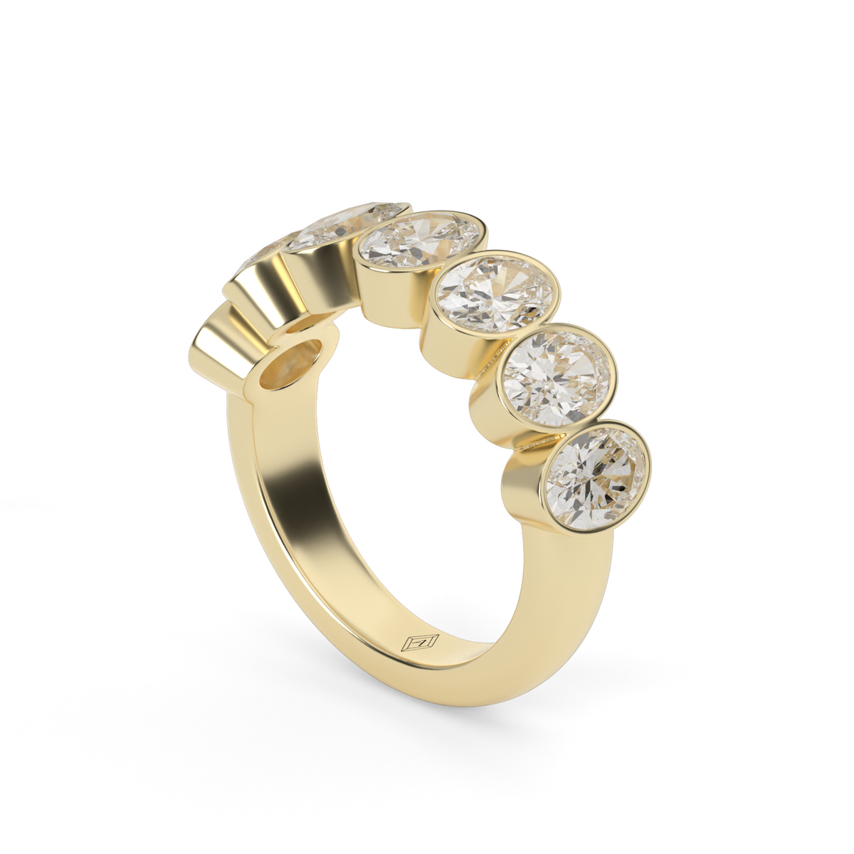 3.5 Carat Seven Stone Bezel Oval  Anniversary Ring — 14K Yellow Gold / Lab Diamond (image)