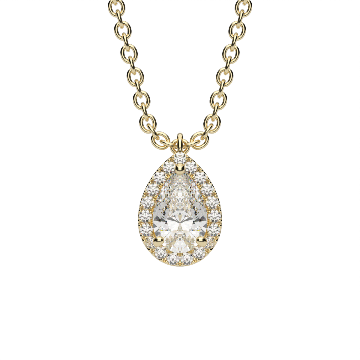 Eternity Pear Shaped Diamond Halo Pendant — 14K Yellow Gold / Lab Diamond (image)