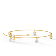 Yellow Gold Pear Shape Diamond Dangle Bracelet With Prong Setting