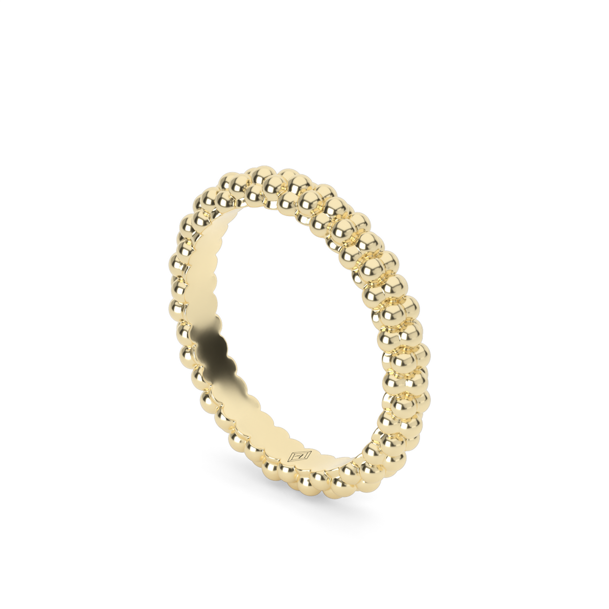 Modern Beaded Wedding Ring — 14K Yellow Gold (image)