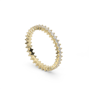 Yellow Gold Round Shape Diamond Eternity Ring/Band With Prong Setting.