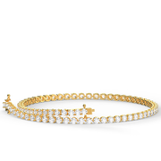 2  Carat Yellow Gold Round Shape DIamond Tennis Bracelet With 3 Prong Setting