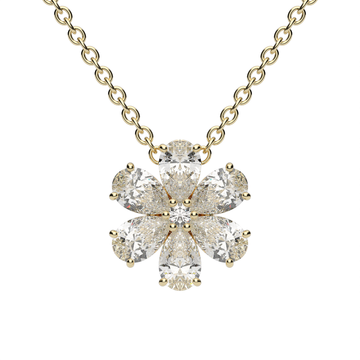 Floral-Inspired Pear-Shaped Diamond Pendant — 14K Yellow Gold / Lab Diamond (image)