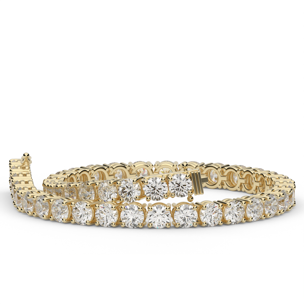 9 Carat Four Prong Diamond Tennis Bracelet — 14K Yellow Gold / Lab Diamond (image)