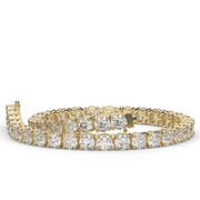 9 Carat Yellow Gold Round Shape Diamond Tennis Bracelet With Prong Setting. 