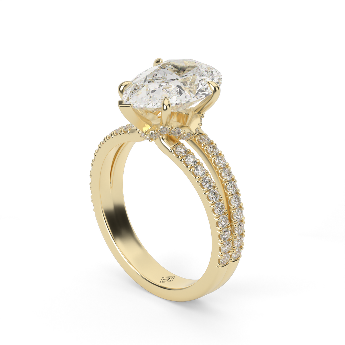 Split Shank   Pavé Engagement Ring — 14K Yellow Gold / Pear / Lab Diamond (image)