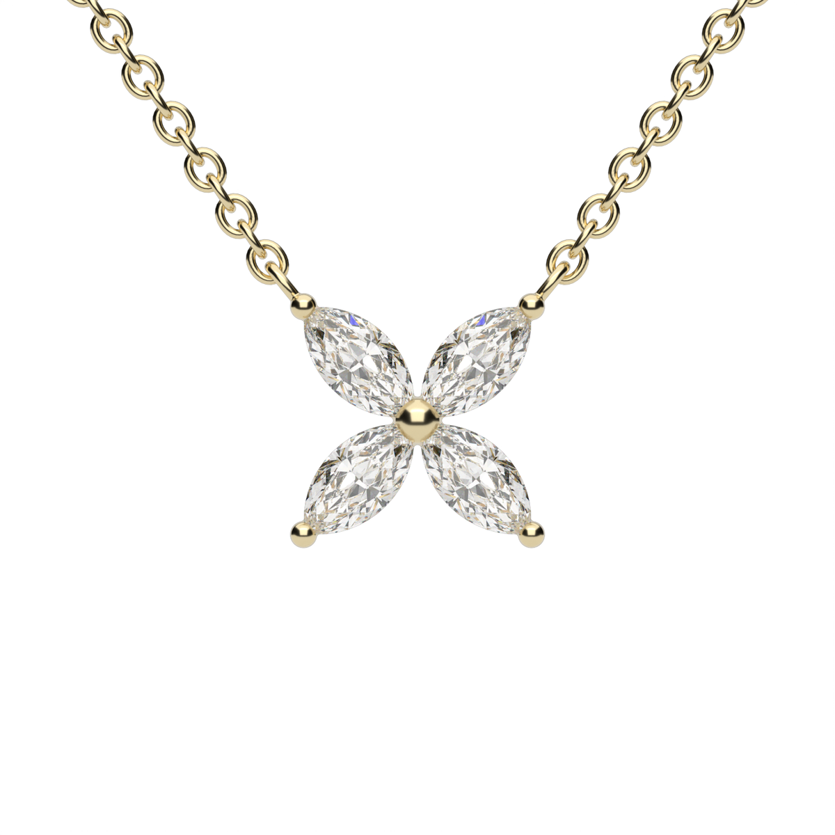 Marquise Cluster Pendant — 14K Yellow Gold / Lab Diamond (image)