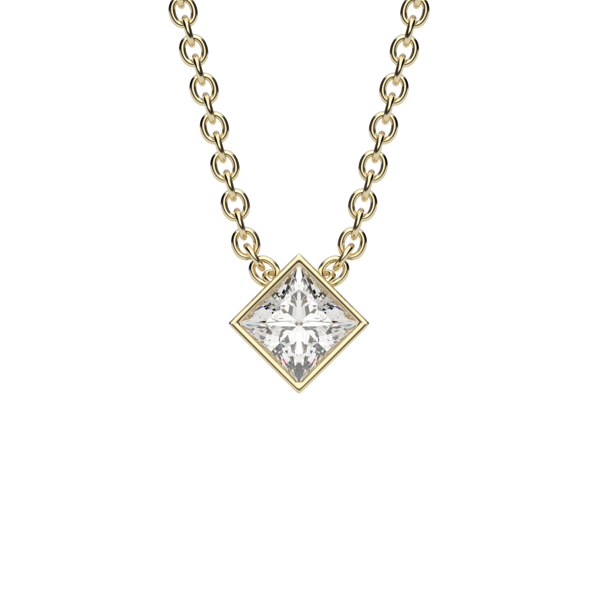 Princess Cut Diamond Solitaire Pendant — 14K Yellow Gold / Lab Diamond (image)