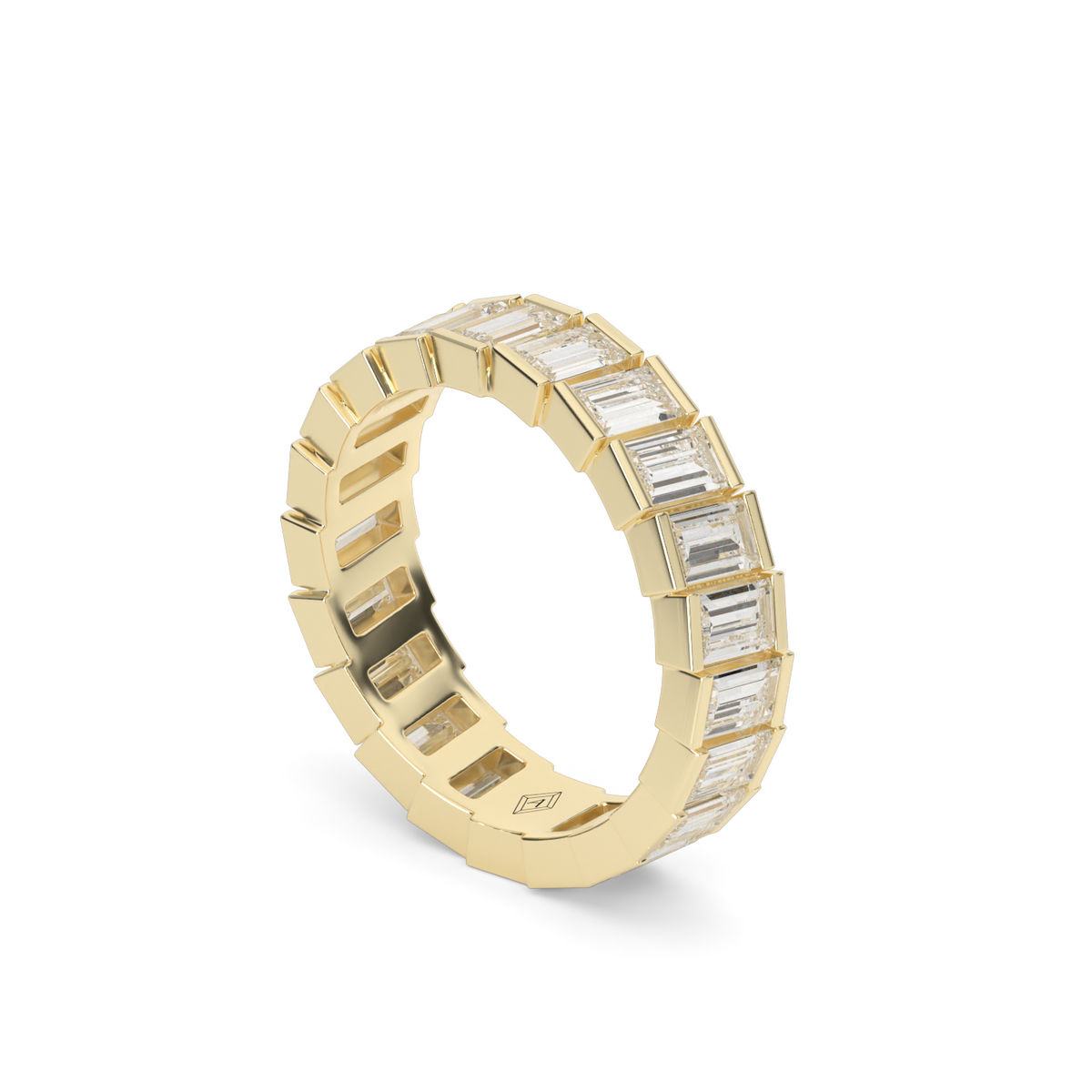 4 Carat Stair Emerald Cut Diamond Eternity Ring — 14K Yellow Gold / Lab Diamond (image)
