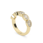 2 Carat Yellow Gold East-West Five Stone Oval Cut Diamond Anniversary Ring/Band With Bezel Setting.