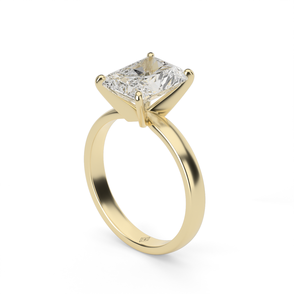 Comfort Fit Solitaire Engagement Ring (Six Prong) — 14K Yellow Gold / Radiant (image)