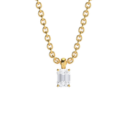 Yellow Gold Emerald Cut Diamond Solitaire Pendant With Prong Setting