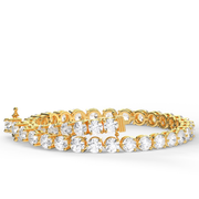 6 Carat Yellow Gold Round Shape DIamond Tennis Bracelet With 3 Prong Setting
