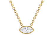 Yellow Gold East-West Marquise Cut Diamond Solitaire Pendant With Bezel Setting