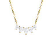 Yellow Gold Pear Shape Diamond 5 Stone Necklace  With Share Prong Setting