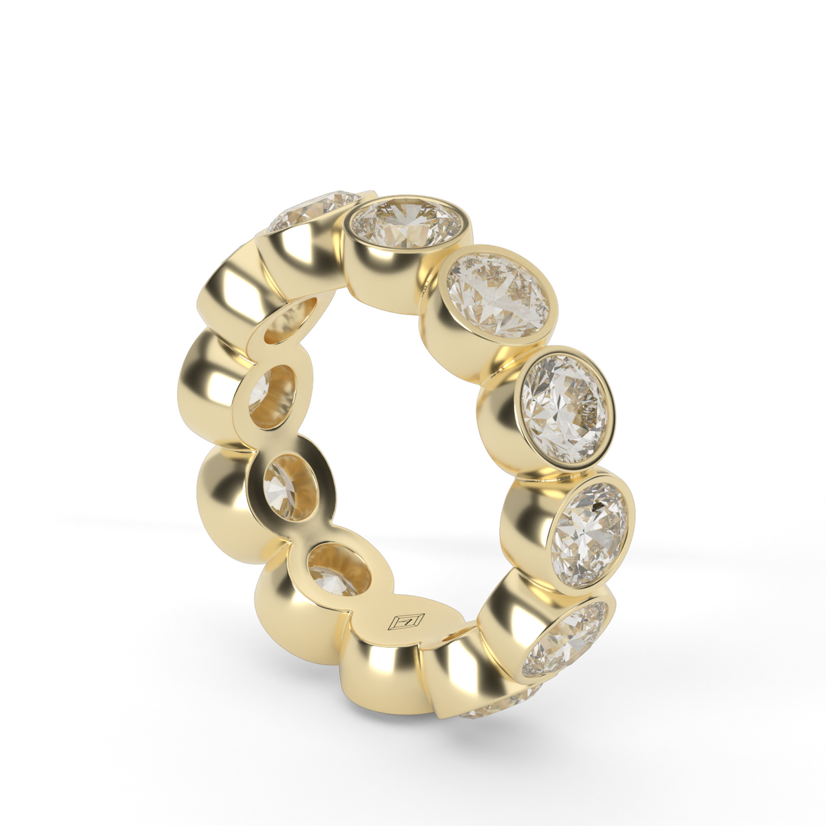 Round Bezel Diamond Eternity Ring — 14K Yellow Gold / 6 / Lab Diamond (image)