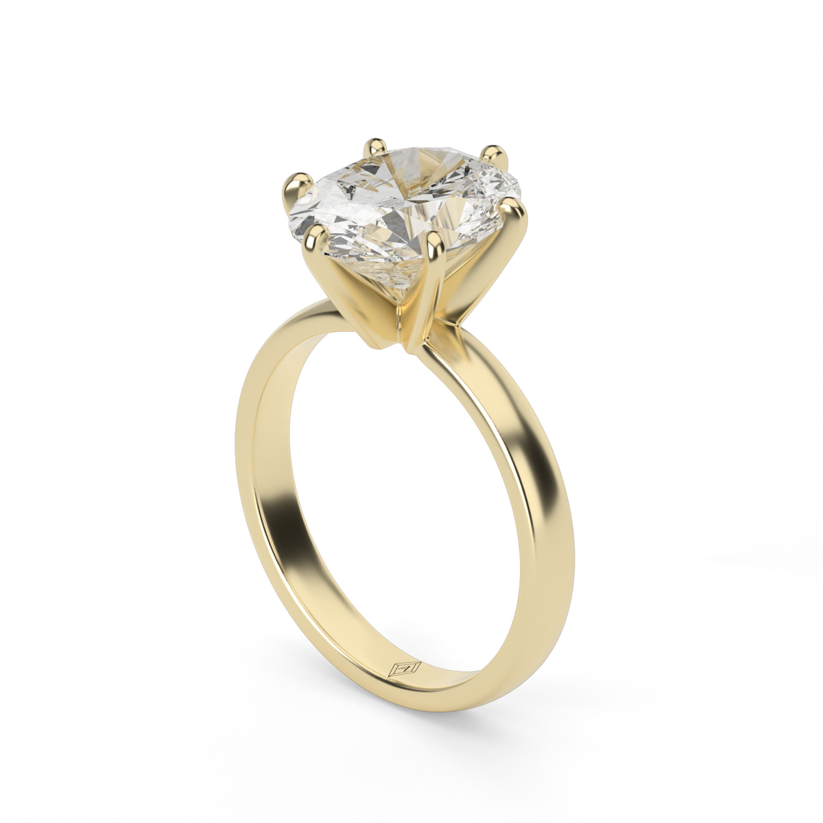 Comfort Fit Solitaire Engagement Ring (Six Prong) — 14K Yellow Gold / Oval (image)