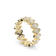 4 Carat Yellow Gold  Marquise Cut Diamond Eternity Ring/Band With Bezel Setting.